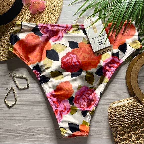 Billabong π Tanlines Garden Floral High Maui Cheeky Bikini Bottom - Picture 7 of 10